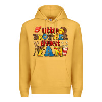 Mustard little brother biggest fan Premium Hoodie - AdoDesignShop
