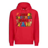 Red little brother biggest fan Premium Hoodie - AdoDesignShop