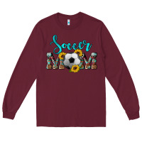 Burgundy western leopard cowhide sunflowers  glitter mom soccer Long Sleeve Tee - Artiststas