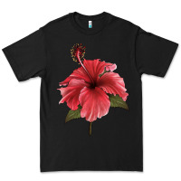 Black Puerto Rican Hibiscus Flower Illustrations Premium Tee - LillyAllenDesigns