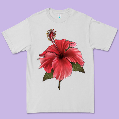 Puerto Rican Hibiscus Flower Illustrations Premium Tee Designed By Lillyallendesigns