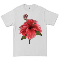 Dove Grey Puerto Rican Hibiscus Flower Illustrations Premium Tee - LillyAllenDesigns