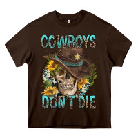 Chocolate Brown Cowboys Don't Die Heavy Core Tee - FaDigitalArtStudio