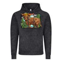 Western Cactus Highland Cow Vintage Hoodie | Teevron