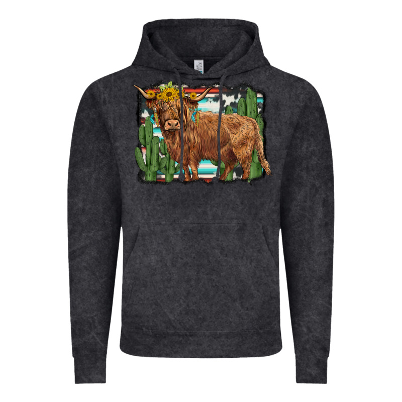 Western Cactus Highland Cow Vintage Hoodie by BarkalooDesign | Teevron