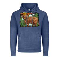 Vintage Denim western cactus highland cow Vintage Hoodie - BarkalooDesign