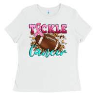 White Tackle Cancer Ladies Tee - Artiststas