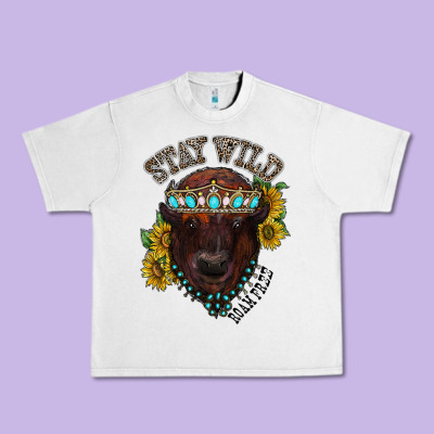 Turquoise Bison Urban Heavy Tee Designed By Racoondesign