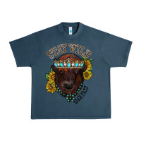 Midnight Navy turquoise bison Urban Heavy Tee - RacoonDesign