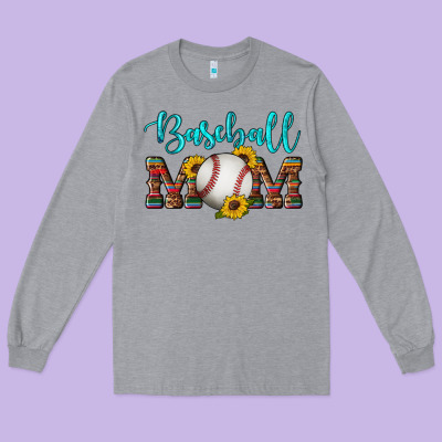 Western Leopard Serape Wooden Sunflowers  Turquoise Glitter Mom Baseba Long Sleeve Tee Designed By Artiststas