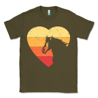 Army Green Vintage Heart Horse Equestrian | Horse lover Classic Tee - linhVisuals
