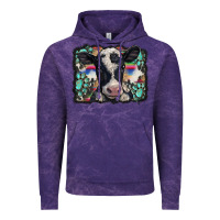 Cloud Purple western background turquoises gemstones black and white baby cow Vintage Hoodie - BarkalooDesign