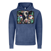 Vintage Denim western background turquoises gemstones black and white baby cow Vintage Hoodie - BarkalooDesign