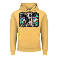 Vintage Mustard western background turquoises gemstones black and white baby cow Vintage Hoodie - BarkalooDesign