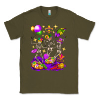 Army Green Mardi Gras Skeletons Classic Tee - BundleAndBundleShop