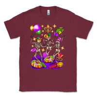 Burgundy Mardi Gras Skeletons Classic Tee - BundleAndBundleShop