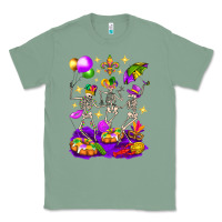 Sage Mardi Gras Skeletons Classic Tee - BundleAndBundleShop