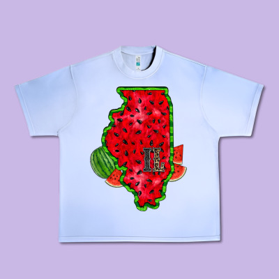 Illinois Watermelon Urban Heavy Tee Designed By Racoondesign