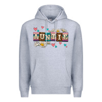 Heather Grey daisy auntie Premium Hoodie - AdoDesignShop