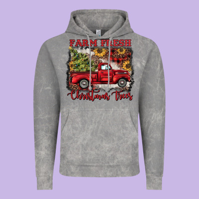 Farm Fresh Christmas Trees Vintage Hoodie Designed By Barkaloodesign