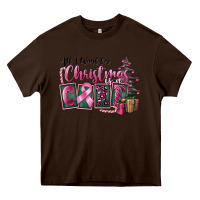 Chocolate Brown all i want for christmas is cure Heavy Core Tee - FaDigitalArtStudio