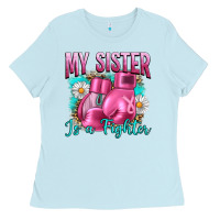 Baby Blue Breast Cancer My Sister Is A Fighter Ladies Tee - Artiststas