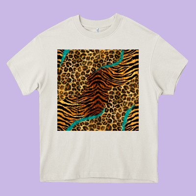 Safari Animals Turquoise Glitter Seamless Pattern Heavy Core Tee Designed By Bundleandbundleshop