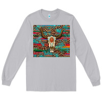 Moon Dust western serape leopard bull skull turquoise Long Sleeve Tee - Artiststas