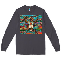 Smoke western serape leopard bull skull turquoise Long Sleeve Tee - Artiststas