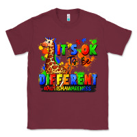 Burgundy it's ok to be different autism awareness Classic Tee - FaDigitalArtStudio