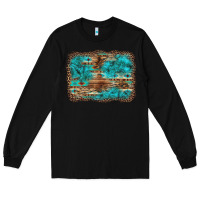 Black western turquoise stone aztec tiger pattern background Long Sleeve Tee - Artiststas