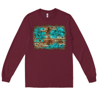 Burgundy western turquoise stone aztec tiger pattern background Long Sleeve Tee - Artiststas