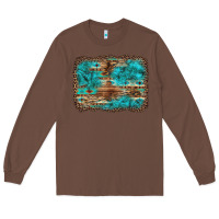 Chestnut western turquoise stone aztec tiger pattern background Long Sleeve Tee - Artiststas