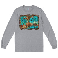 Heather Grey western turquoise stone aztec tiger pattern background Long Sleeve Tee - Artiststas