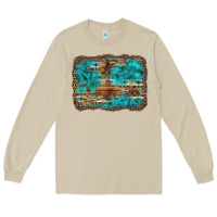 Mushroom western turquoise stone aztec tiger pattern background Long Sleeve Tee - Artiststas