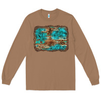 Toasted Coconut western turquoise stone aztec tiger pattern background Long Sleeve Tee - Artiststas