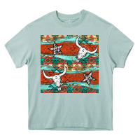 Arona western aztec bull skull stars seamless pattern Heavy Core Tee - BundleAndBundleShop