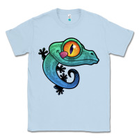 Dusty Blue cute colorful cartoon gecko Classic Tee - linhVisuals