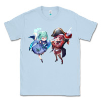 Dusty Blue Houshou Marine and Uruha Rushia Classic Tee - linhVisuals