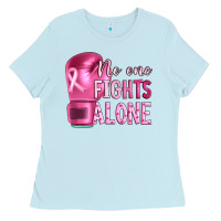 Baby Blue Breast cancer no one fights alone boxing Ladies Tee - Artiststas