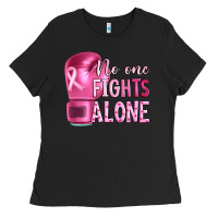 Black Breast cancer no one fights alone boxing Ladies Tee - Artiststas