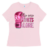 Bubblegum Pink Breast cancer no one fights alone boxing Ladies Tee - Artiststas