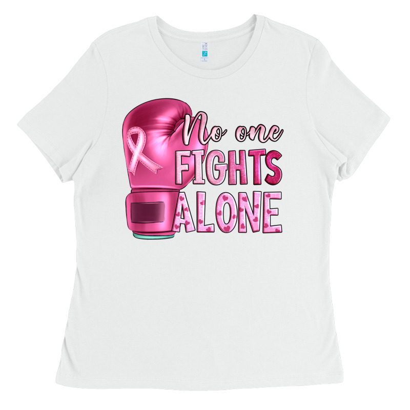 Breast Cancer No One Fights Alone Boxing Ladies Tee by Artiststas | Teevron