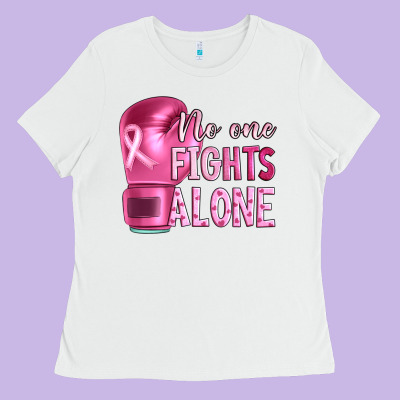 Breast Cancer No One Fights Alone Boxing Ladies Tee Designed By Artiststas
