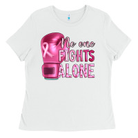 White Breast cancer no one fights alone boxing Ladies Tee - Artiststas