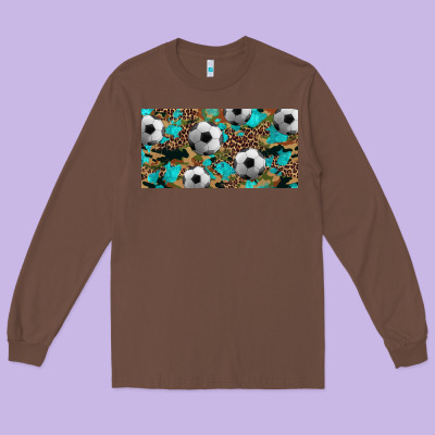 Western Leopard Camouflage Turquoise Soccer Licence Plate Template Long Sleeve Tee Designed By Artiststas