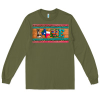 Army Green love texas sunflowers cactus cowhide license plate Long Sleeve Tee - Artiststas