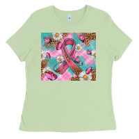 Matcha Breast Cancer Ribbon Stethoscope Ladies Tee - Artiststas