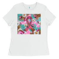 White Breast Cancer Ribbon Stethoscope Ladies Tee - Artiststas