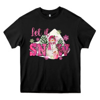Black Let It Snow Pink Christmas Heavy Core Tee - FaDigitalArtStudio